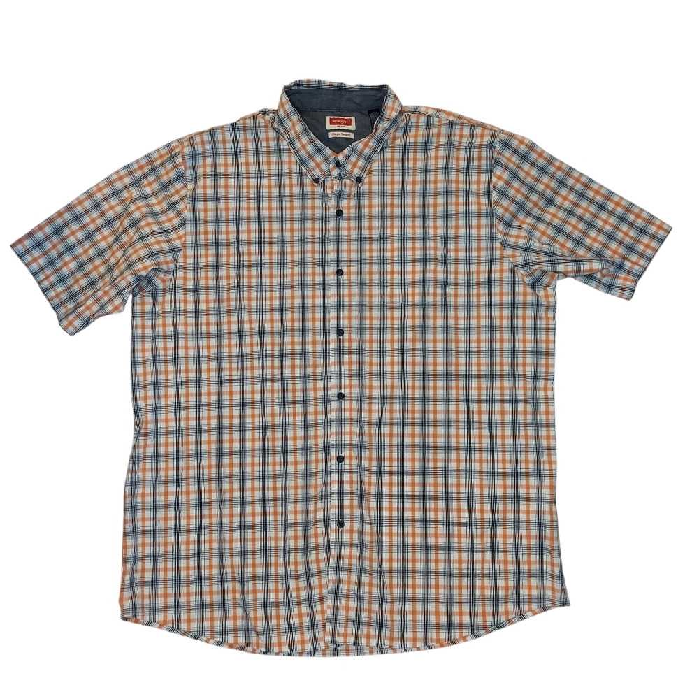 Wrangler Mens Button Up Short Sleeve Plaid Shirt